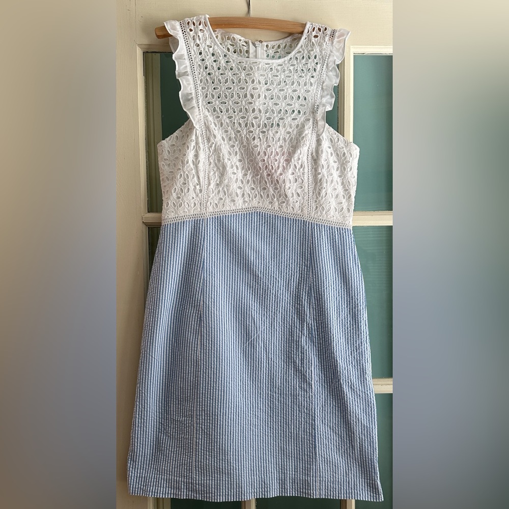 Lilly Pulitzer Maya Shift Dress blue/white sz 8 like new